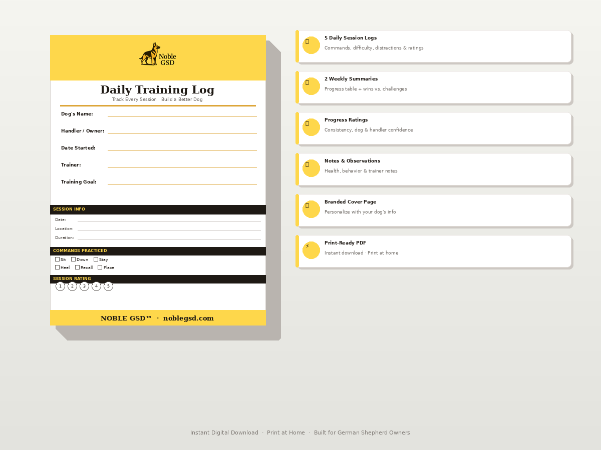 Noble GSD® Training Log (Printable PDF)