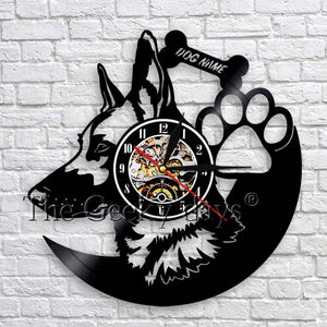 Test of Time German Shepherd Dog Vinyl Record Art Wall Clock