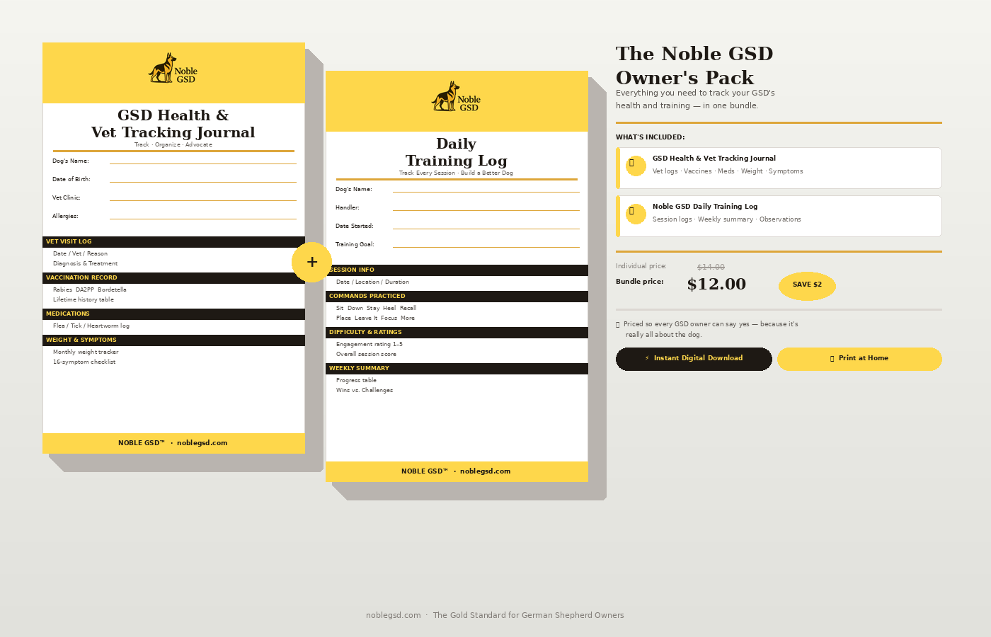 The Noble GSD Owner's Pack — Printable PDF Bundle