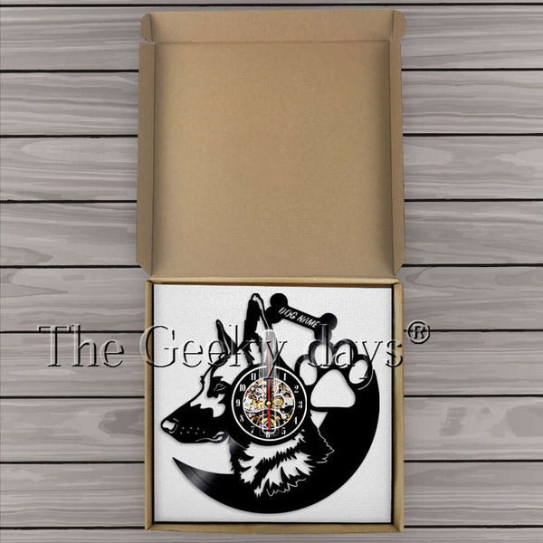 Test of Time German Shepherd Dog Vinyl Record Art Wall Clock