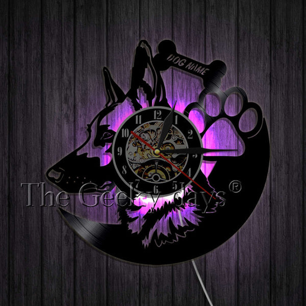 Test of Time German Shepherd Dog Vinyl Record Art Wall Clock