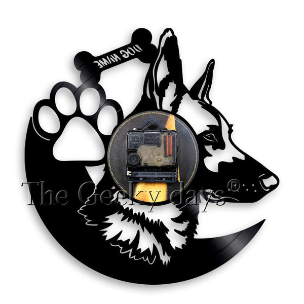 Test of Time German Shepherd Dog Vinyl Record Art Wall Clock